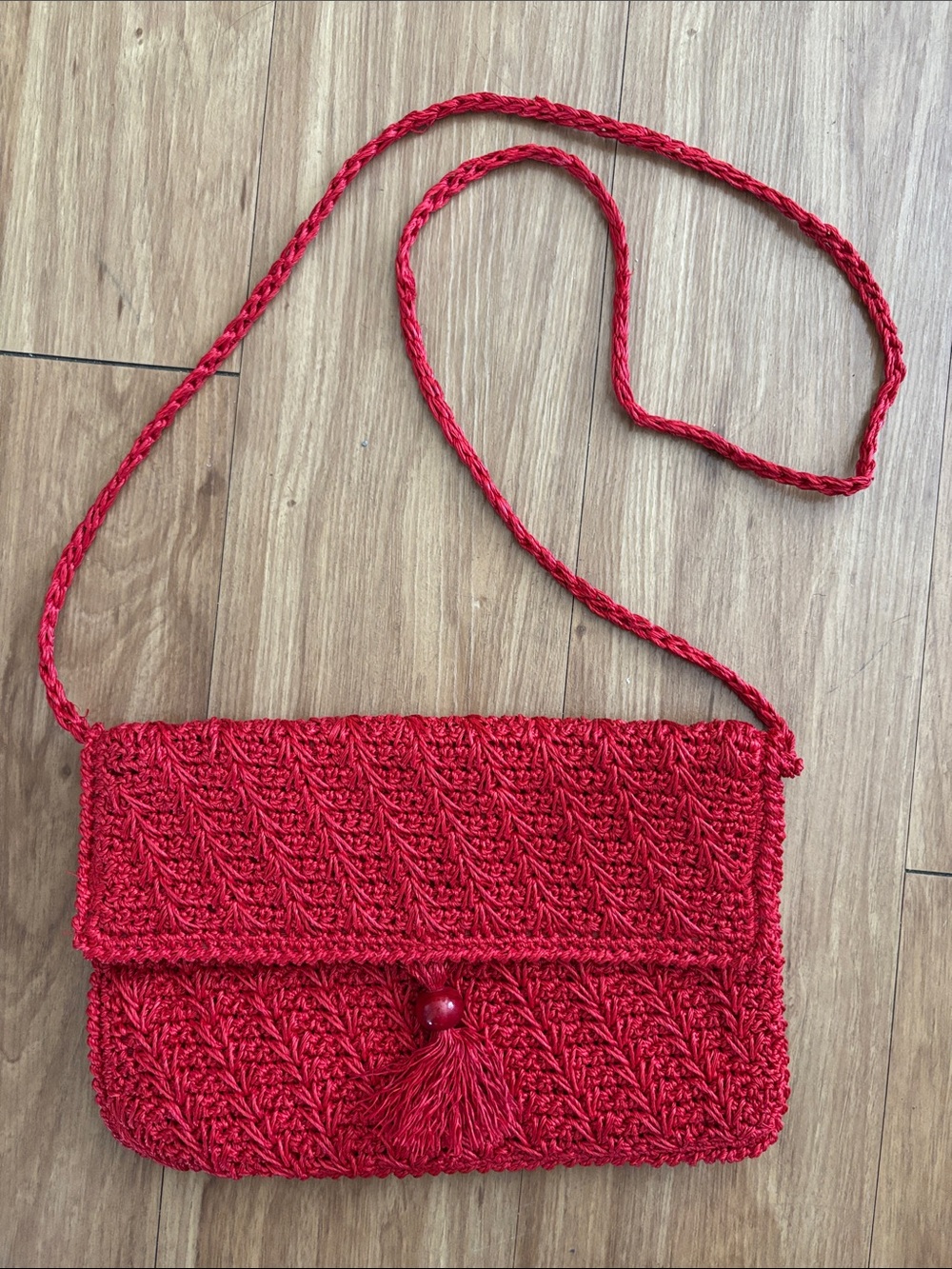 Handwoven Red Crochet Crossbody Bag
